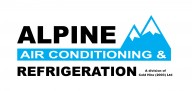Alpine Air Conditioning and Refrigeration Ltd logo — Alpine wordmark with blue mountain peaks